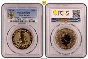 2020 £100 Queen's Beasts - Horse Au MS70