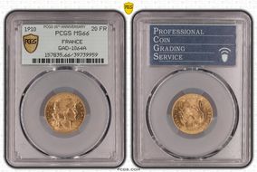 "1910" 20 Fr Gad-1064a F-535 Refrappe MS66