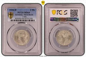 1936-D 2 Mk J-366 MS64