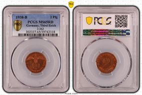 1938-B 2 Pfg J-362 MS65RD