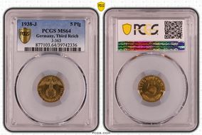1938-J 5 Pfg J-363 MS64