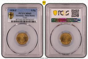 1938-F 5 Pfg J-363 MS65