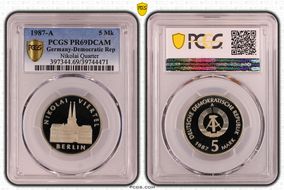 1987-A 5 Mk Nikolai Quarter PR69DCAM