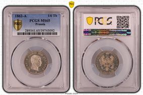 1862-A 1/6 Th MS65
