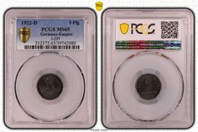 1922-D 5 Pfg J-297 MS65