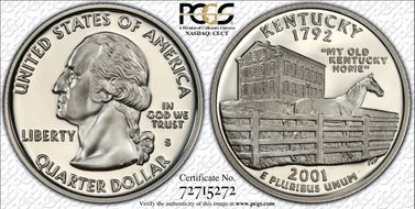2001-S 25C Kentucky Silver PR70DCAM
