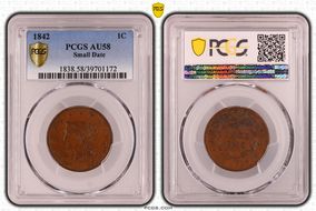 1842 1C Small Date AU58BN