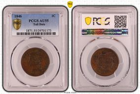 1846 1C Tall Date AU55BN