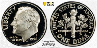 1996-S 10C Silver PR69DCAM