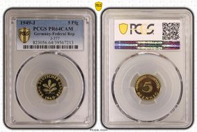 1949-J 5 Pfg J-377 PR64CAM