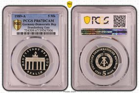 1989-A 5 Mk Brandenburg Gate PR67DCAM