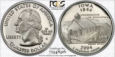 2004-S 25C Iowa Silver PR70DCAM
