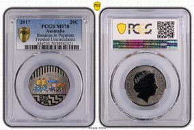 2017 20C Bananas in Pyjamas Colorized Frosted Uncirculated MS70