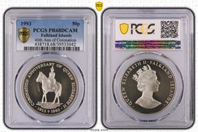 1993 50p 40th Ann of Coronation PR68DCAM