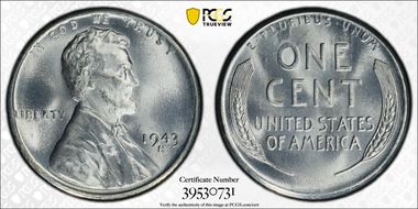 1943-S 1C MS68
