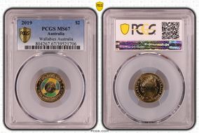 2019 $2 Wallabies Australia Colorized MS67