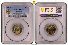 2019 $2 Wallabies Australia Colorized MS67