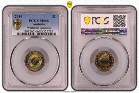 2019 $2 Wallabies Australia Colorized MS66