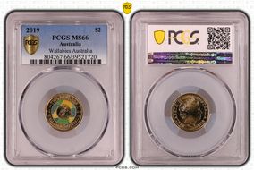 2019 $2 Wallabies Australia Colorized MS66
