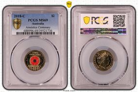 2018-C $2 Armistice Centenary Colorized MS69