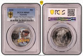 2020 50C Skippy-The Bush Kangaroo Colorized MS69