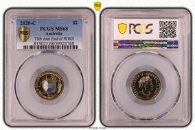 2020-C $2 75th Ann End of WWII Colorized MS68