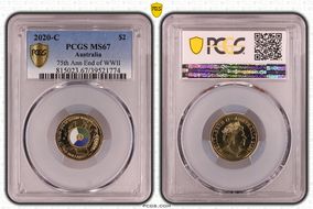 2020-C $2 75th Ann End of WWII Colorized MS67