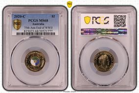 2020-C $2 75th Ann End of WWII Colorized MS68