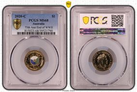 2020-C $2 75th Ann End of WWII Colorized MS68