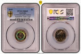 2018 $2 Commonwealth Games Australian Team Logo MS65