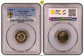 2019 $2 60 Yrs of Mr. Squiggle Mr. Squiggle Colorized MS66