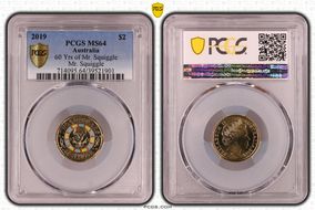 2019 $2 60 Yrs of Mr. Squiggle Mr. Squiggle Colorized MS64