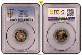 2018-C $2 Lest We Forget Eternal Flame Colorized MS69