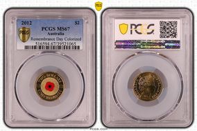 2012 $2 Remembrance Day Colorized MS67