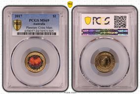 2017 $2 Planetary Coins Mars Colorized MS69