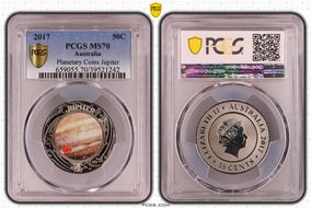 2017 50C Planetary Coins Jupiter Colorized MS70