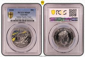 2020 50C Indian Pacific Train Colorized MS69