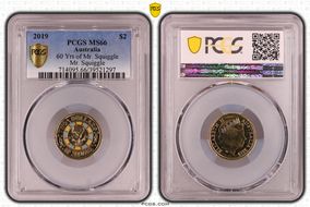 2019 $2 60 Yrs of Mr. Squiggle Mr. Squiggle Colorized MS66