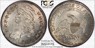 1809 50C Overton 102 XXX Edge MS63