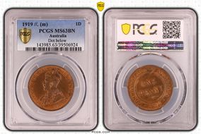 1919 //. (m) 1D Dot below MS63BN
