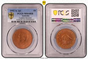 1952 A. (p) 1D London Reverse MS64RB