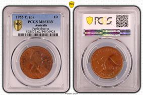 1955 Y. (p) 1D Perth obverse MS62BN