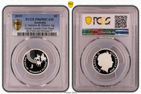 2019 $1 J - Jackaroo & Jillaroo Ag Great Aussie Coin Hunt PR69DCAM