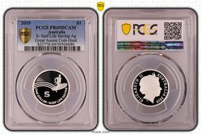 2019 $1 S- Surf Life Saving Ag Great Aussie Coin Hunt PR69DCAM