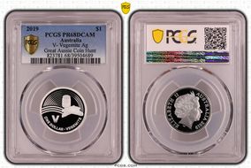 2019 $1 V- Vegemite Ag Great Aussie Coin Hunt PR68DCAM