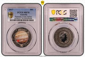 2017 50C Planetary Coins Jupiter Colorized MS70
