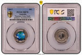 2017 10C Planetary Coins Earth Colorized MS70
