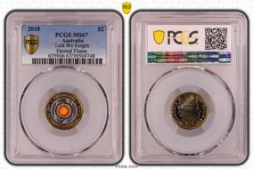 2018 $2 Lest We Forget Eternal Flame Colorized MS67