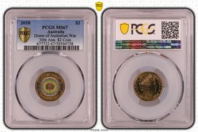 2018 $2 Dome of Australian War 30th Ann. $2 Coin Colorized MS67