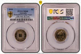2018 $2 Remembrance Day Poppy 30th Ann. $2 Coin MS68
